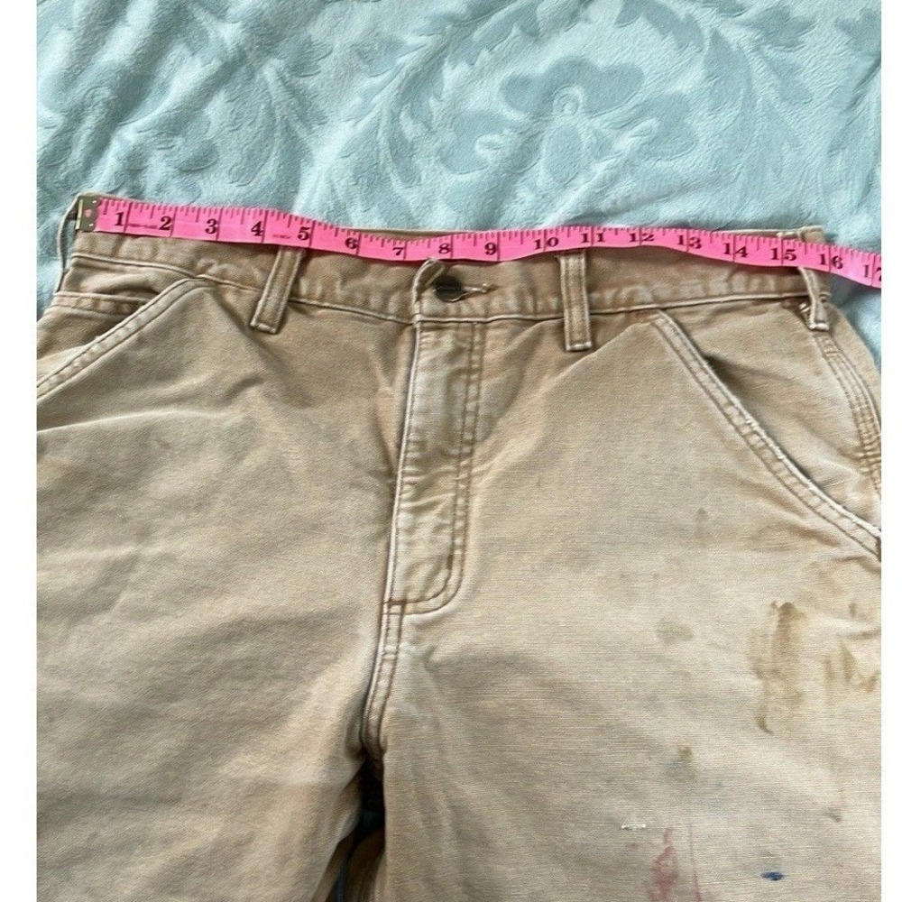 Carhartt B111 BRN Flannel Lined Duck Canvas Carpenter Pants Brown 32x30 Mens - Picture 3 of 14